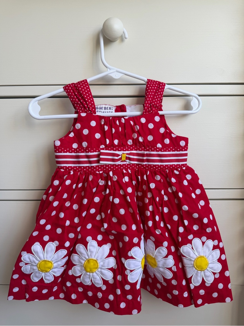 Blueberi Boulevard Red Polka Dot Daisy Sundress - Girls
